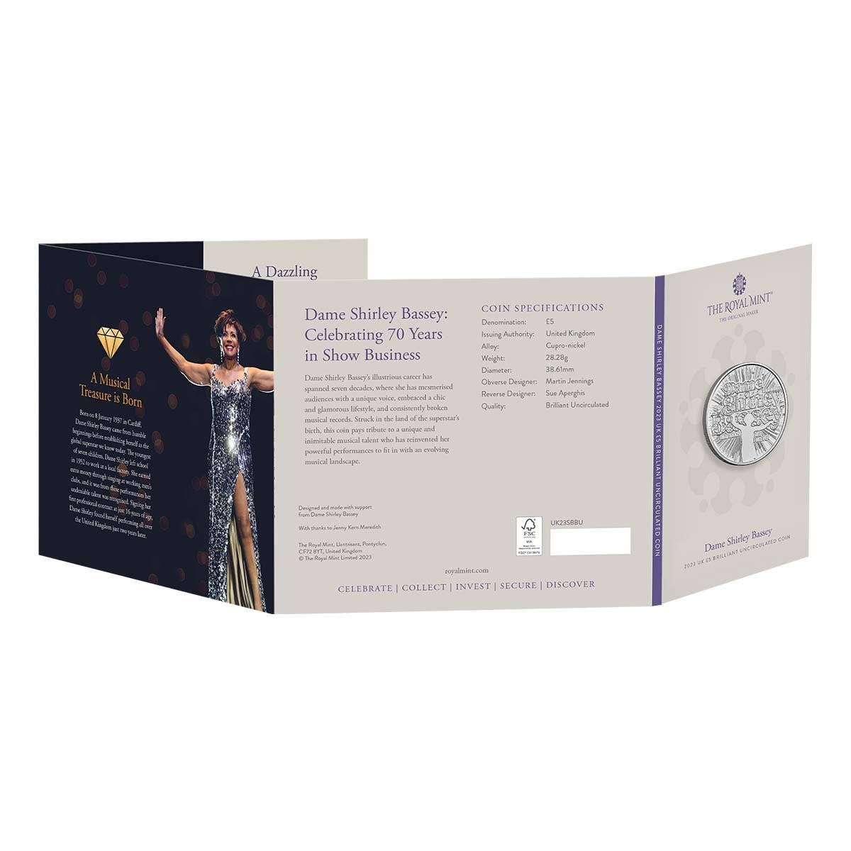 Great Britain 2023 £5 Dame Shirley Bassey Cupro-Nickel Brilliant Uncirculated Coin - Image 5