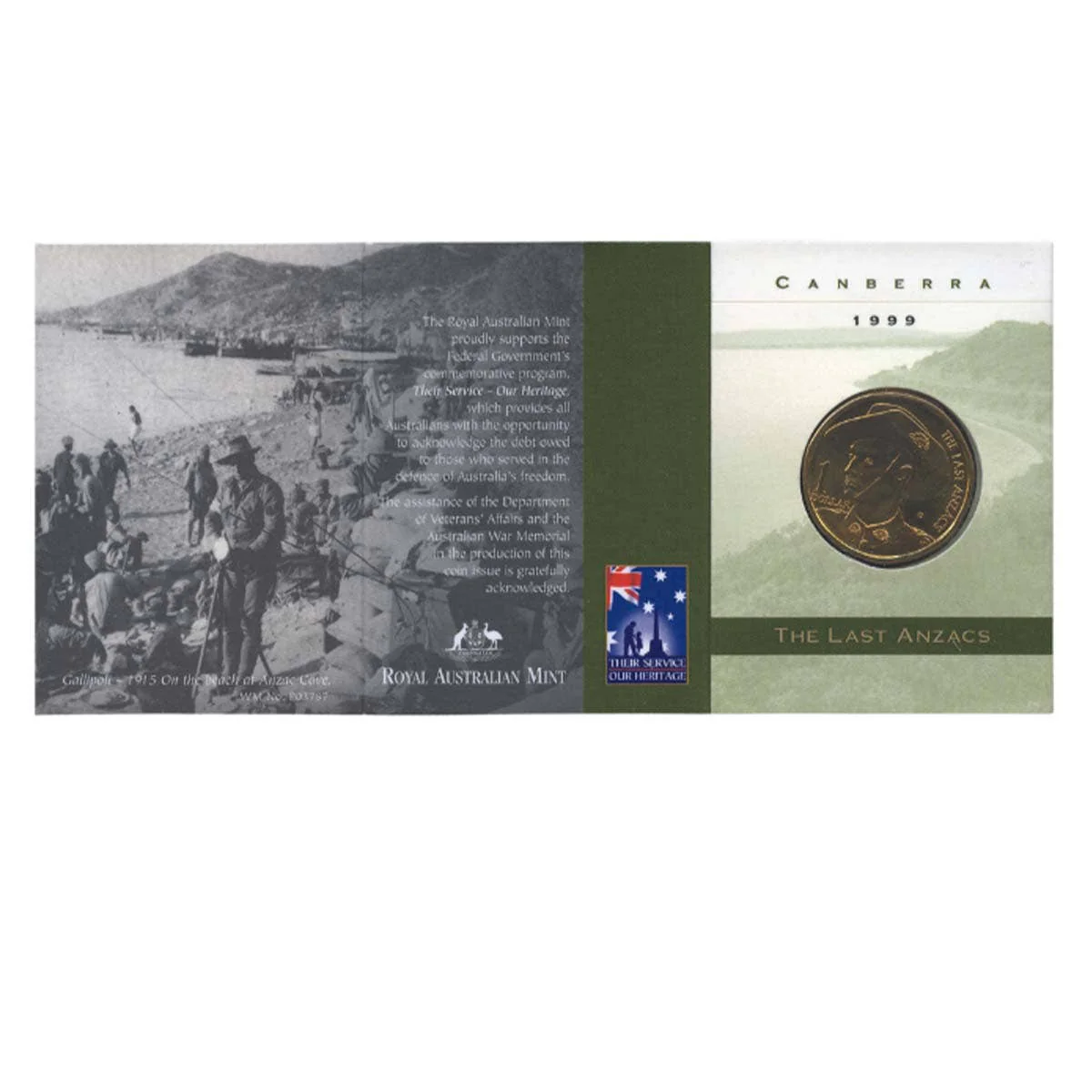 Australia Last ANZACS 1999 $1 C Mintmark Uncirculated Coin - Image 3