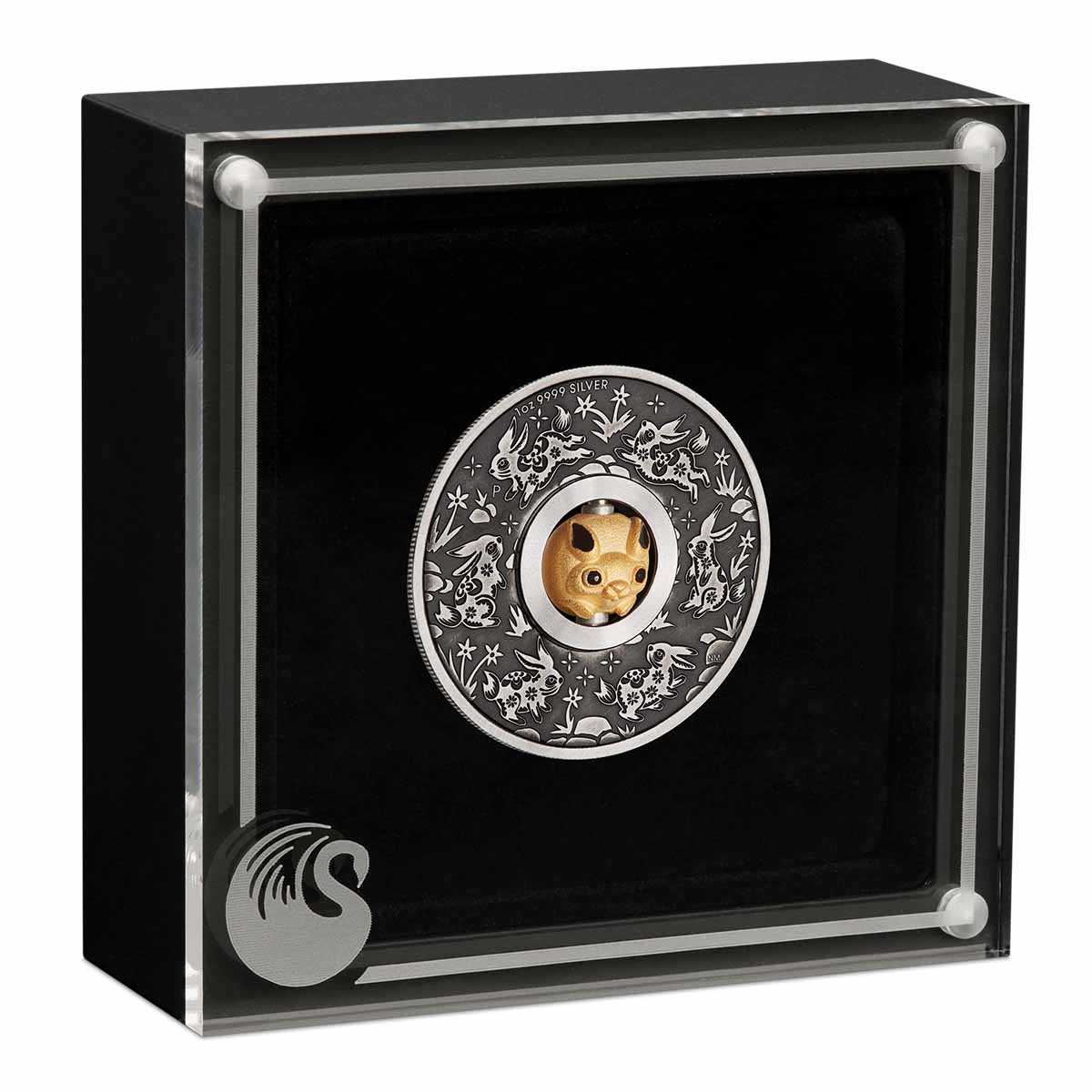 Lunar Year of the Rabbit Rotating Charm 2023 $1 1oz Silver Antiqued Coin - Image 5