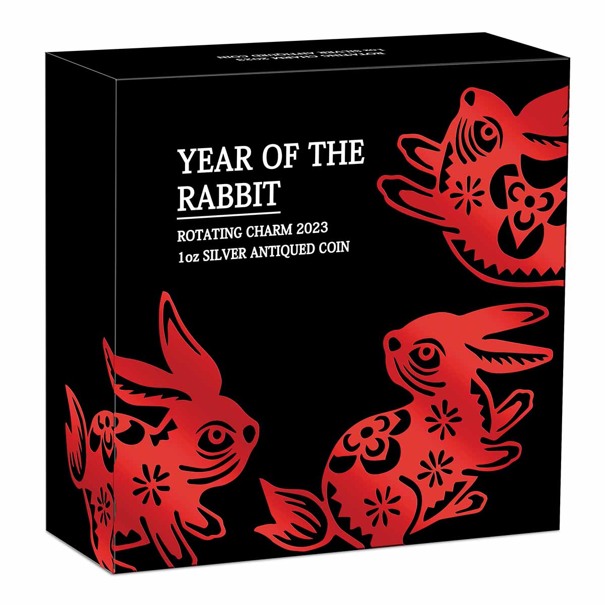 Lunar Year of the Rabbit Rotating Charm 2023 $1 1oz Silver Antiqued Coin - Image 6